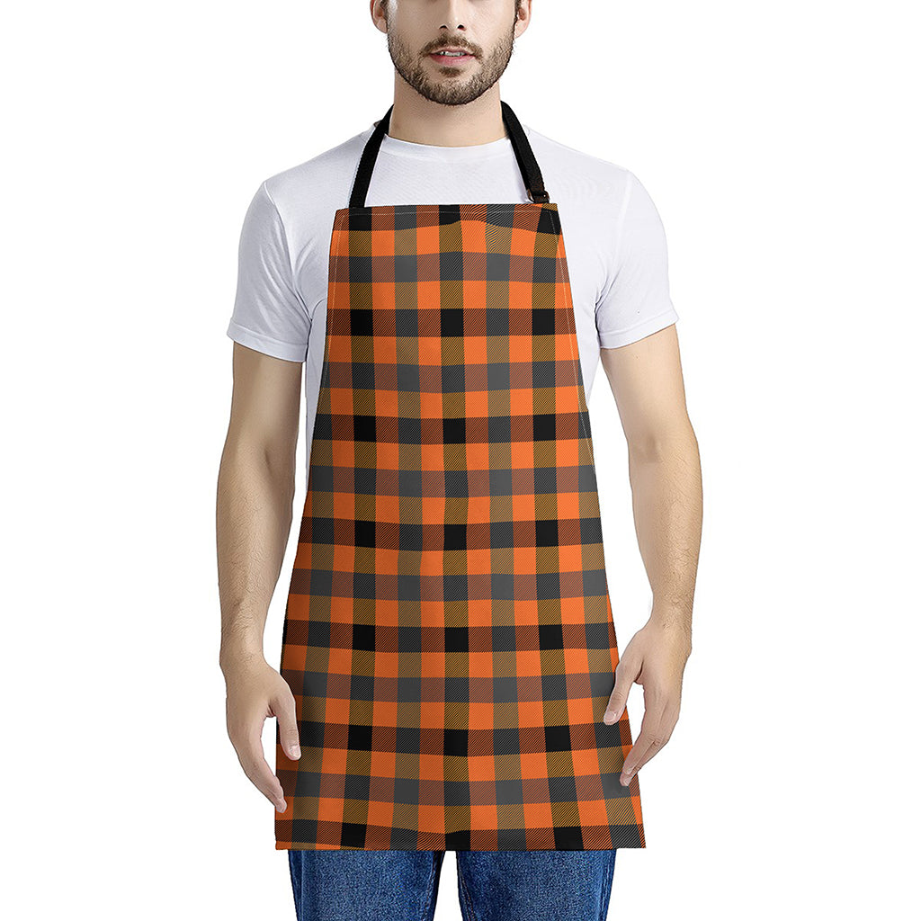 Halloween Orange Buffalo Check Print Apron