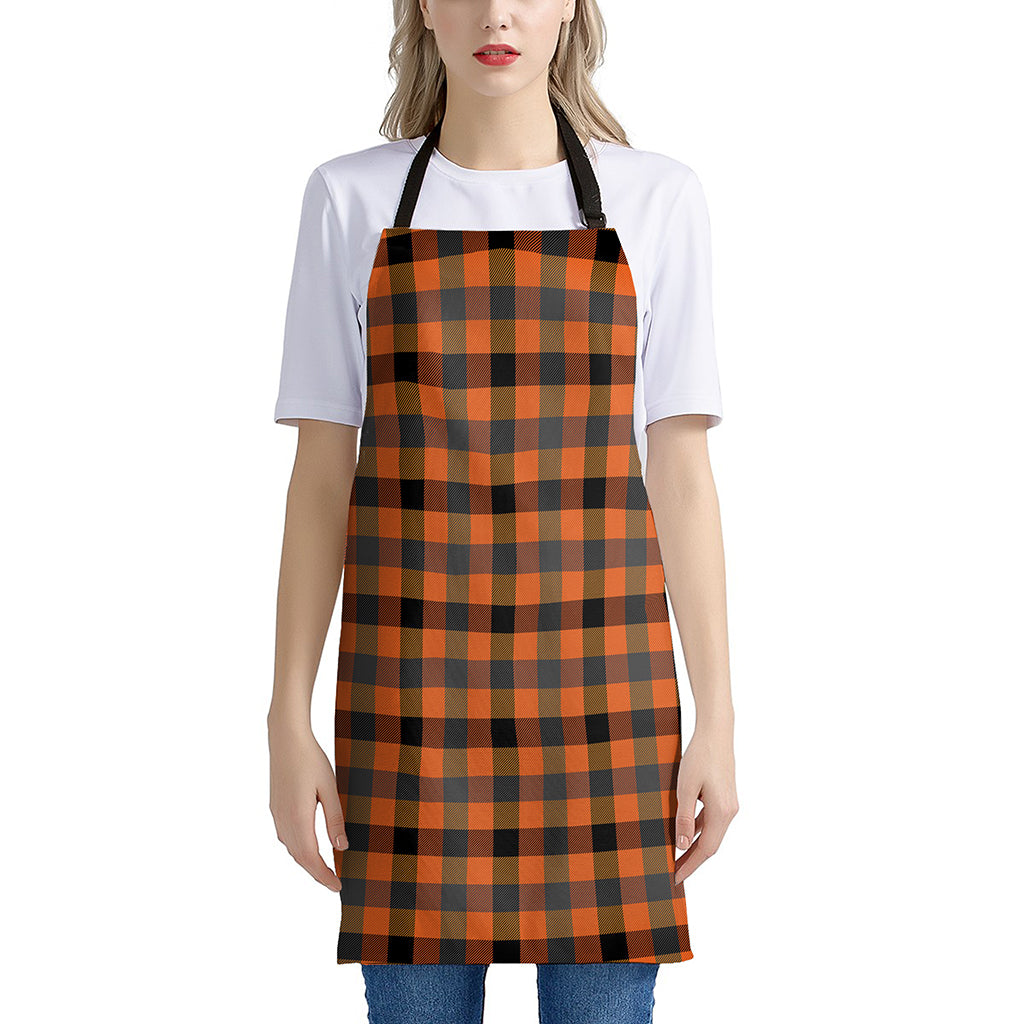 Halloween Orange Buffalo Check Print Apron