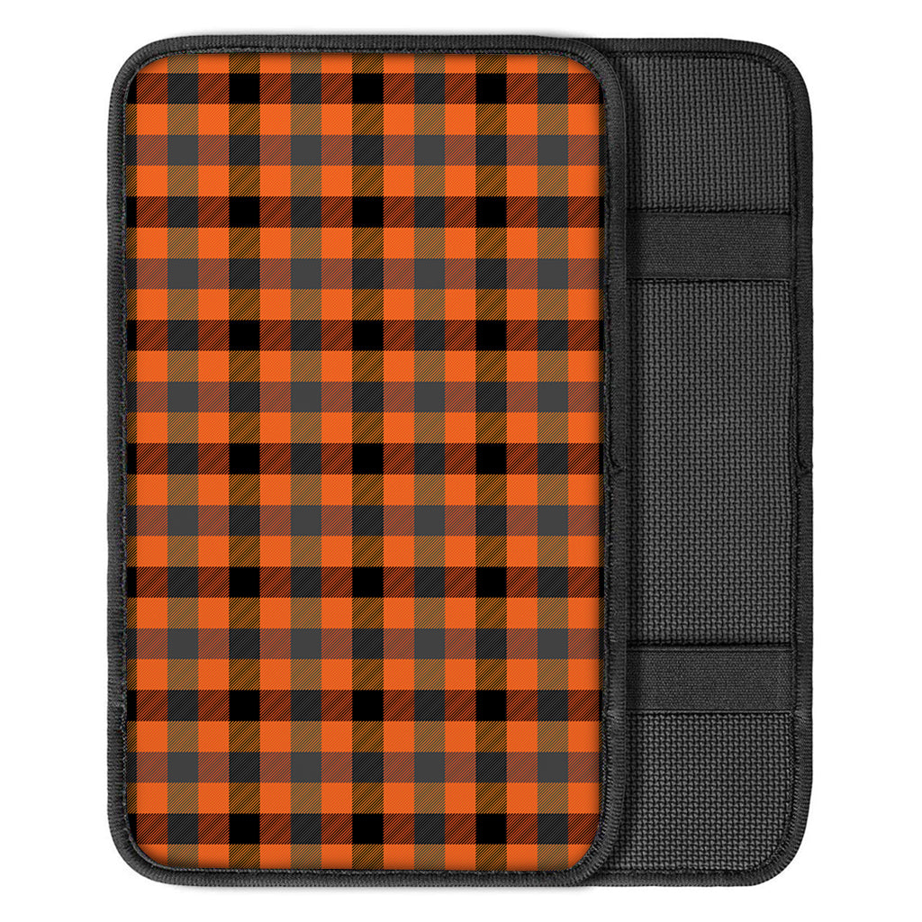 Halloween Orange Buffalo Check Print Car Center Console Cover