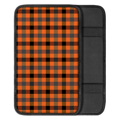 Halloween Orange Buffalo Check Print Car Center Console Cover