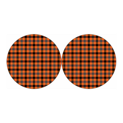 Halloween Orange Buffalo Check Print Car Coasters