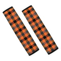 Halloween Orange Buffalo Check Print Car Seat Belt Covers