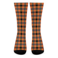 Halloween Orange Buffalo Check Print Crew Socks