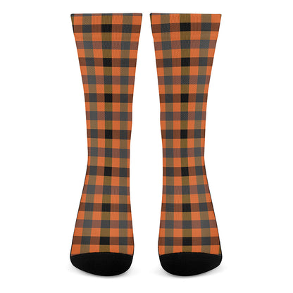 Halloween Orange Buffalo Check Print Crew Socks