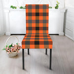 Halloween Orange Buffalo Check Print Dining Chair Slipcover