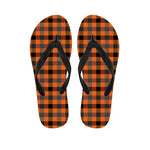 Halloween Orange Buffalo Check Print Flip Flops