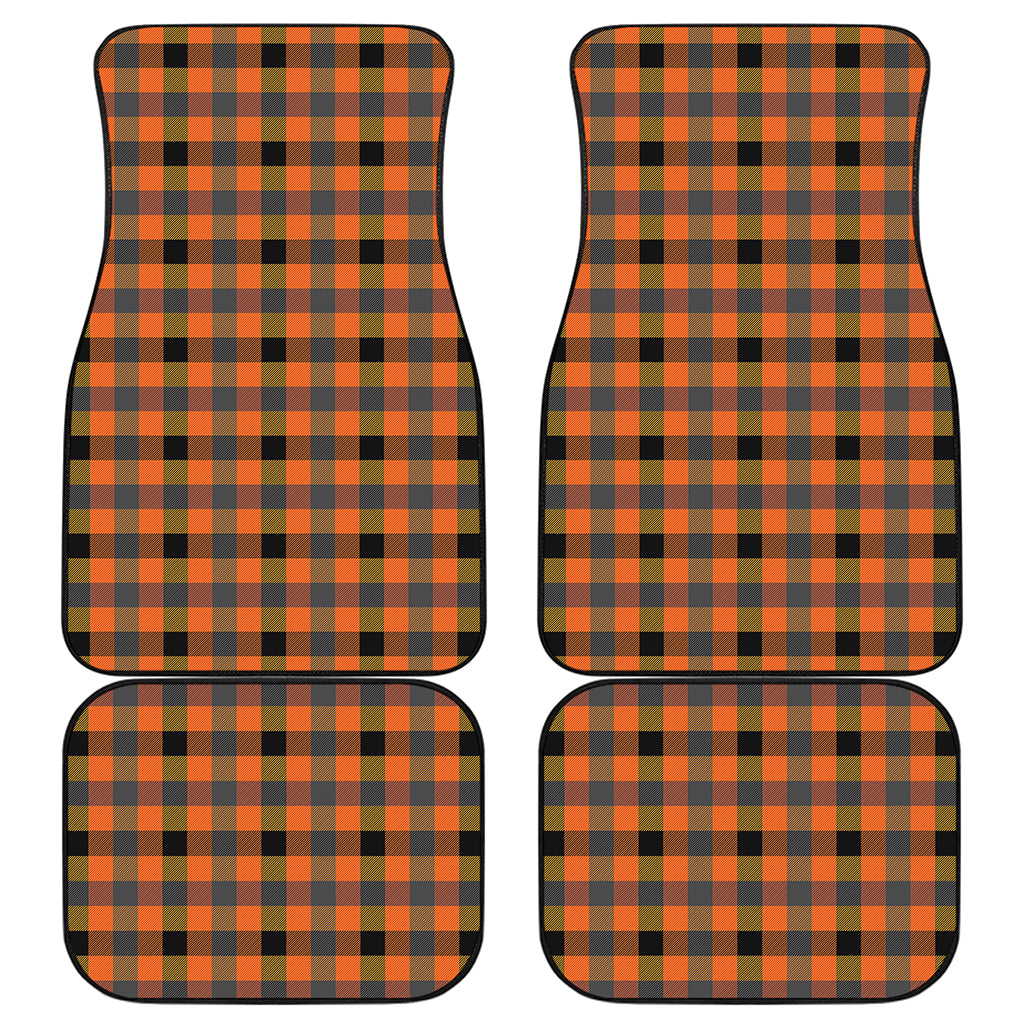 Halloween Orange Buffalo Check Print Front and Back Car Floor Mats