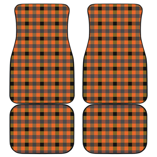 Halloween Orange Buffalo Check Print Front and Back Car Floor Mats