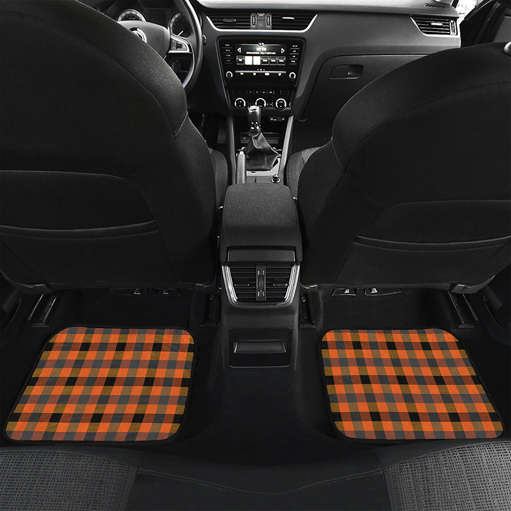 Halloween Orange Buffalo Check Print Front and Back Car Floor Mats