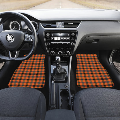 Halloween Orange Buffalo Check Print Front Car Floor Mats