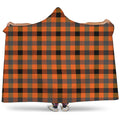 Halloween Orange Buffalo Check Print Hooded Blanket