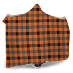 Halloween Orange Buffalo Check Print Hooded Blanket