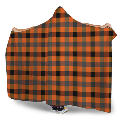 Halloween Orange Buffalo Check Print Hooded Blanket