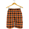 Halloween Orange Buffalo Check Print Men's Shorts