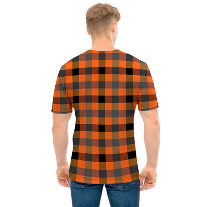 Halloween Orange Buffalo Check Print Men's T-Shirt