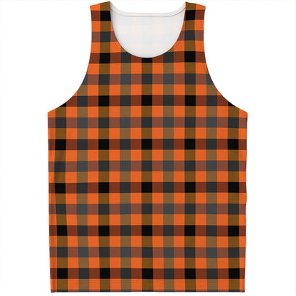 Halloween Orange Buffalo Check Print Men's Tank Top