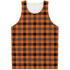 Halloween Orange Buffalo Check Print Men's Tank Top