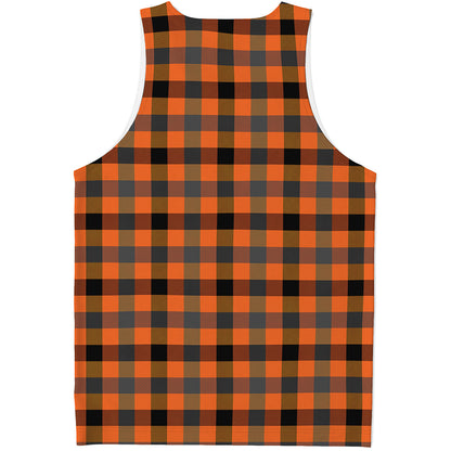 Halloween Orange Buffalo Check Print Men's Tank Top