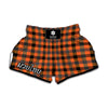 Halloween Orange Buffalo Check Print Muay Thai Boxing Shorts