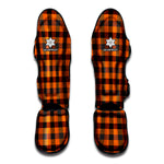 Halloween Orange Buffalo Check Print Muay Thai Shin Guard