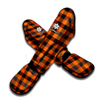 Halloween Orange Buffalo Check Print Muay Thai Shin Guard