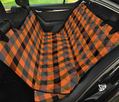 Halloween Orange Buffalo Check Print Pet Car Back Seat Cover