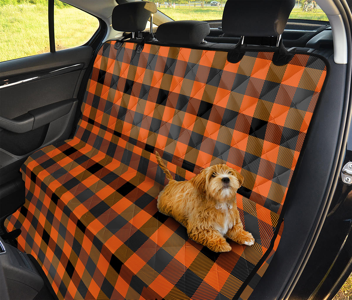 Halloween Orange Buffalo Check Print Pet Car Back Seat Cover