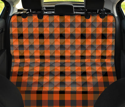 Halloween Orange Buffalo Check Print Pet Car Back Seat Cover