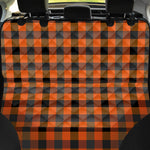 Halloween Orange Buffalo Check Print Pet Car Back Seat Cover