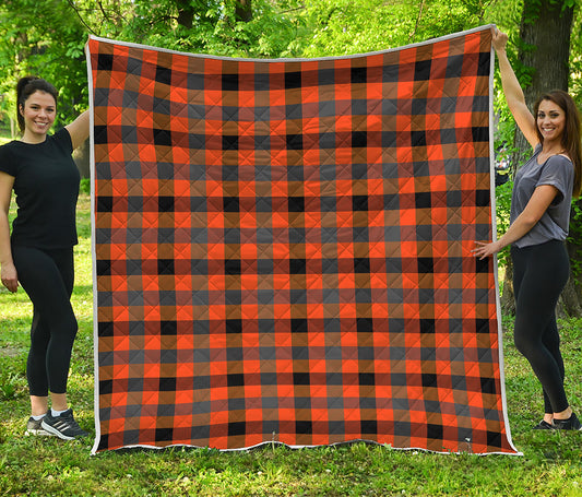 Halloween Orange Buffalo Check Print Quilt