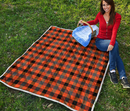 Halloween Orange Buffalo Check Print Quilt