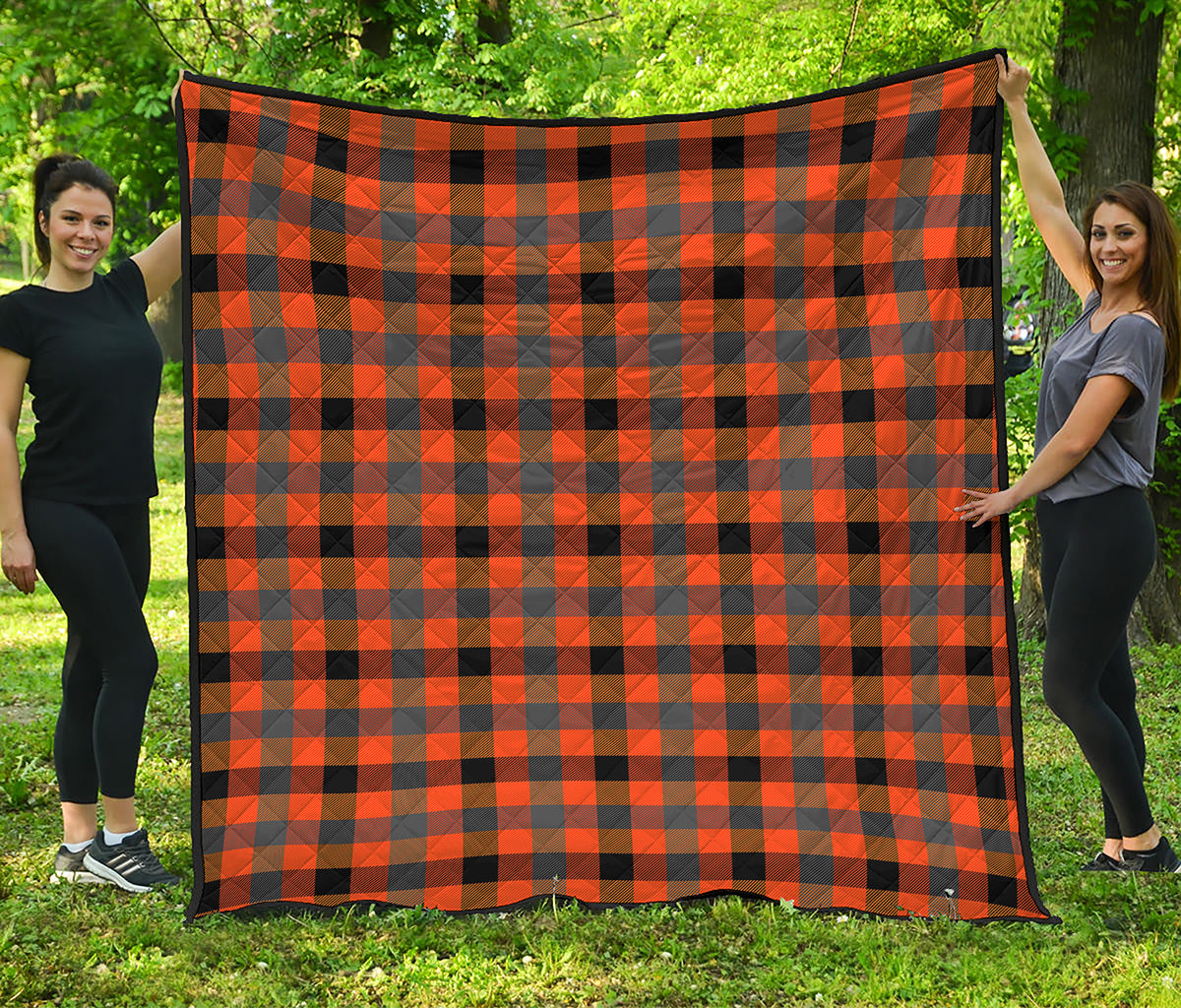 Halloween Orange Buffalo Check Print Quilt