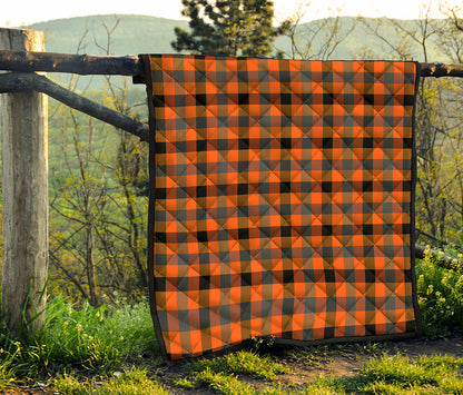 Halloween Orange Buffalo Check Print Quilt
