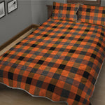 Halloween Orange Buffalo Check Print Quilt Bed Set