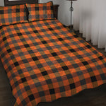 Halloween Orange Buffalo Check Print Quilt Bed Set
