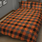 Halloween Orange Buffalo Check Print Quilt Bed Set