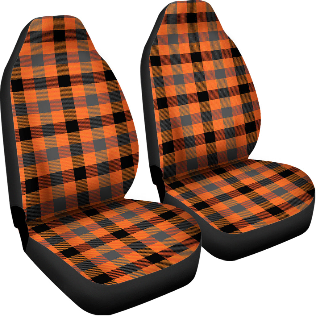 Halloween Orange Buffalo Check Print Universal Fit Car Seat Covers