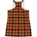 Halloween Orange Buffalo Check Print Women's Racerback Tank Top