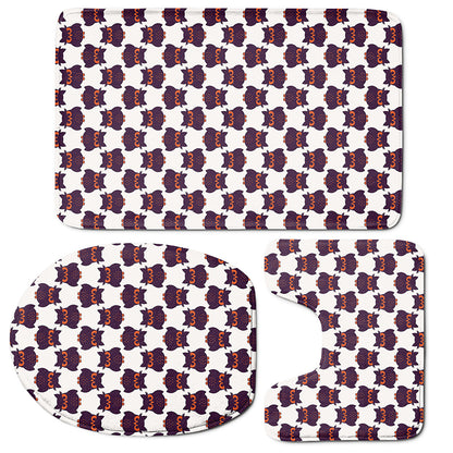 Halloween Owl Pattern Print 3 Piece Bath Mat Set