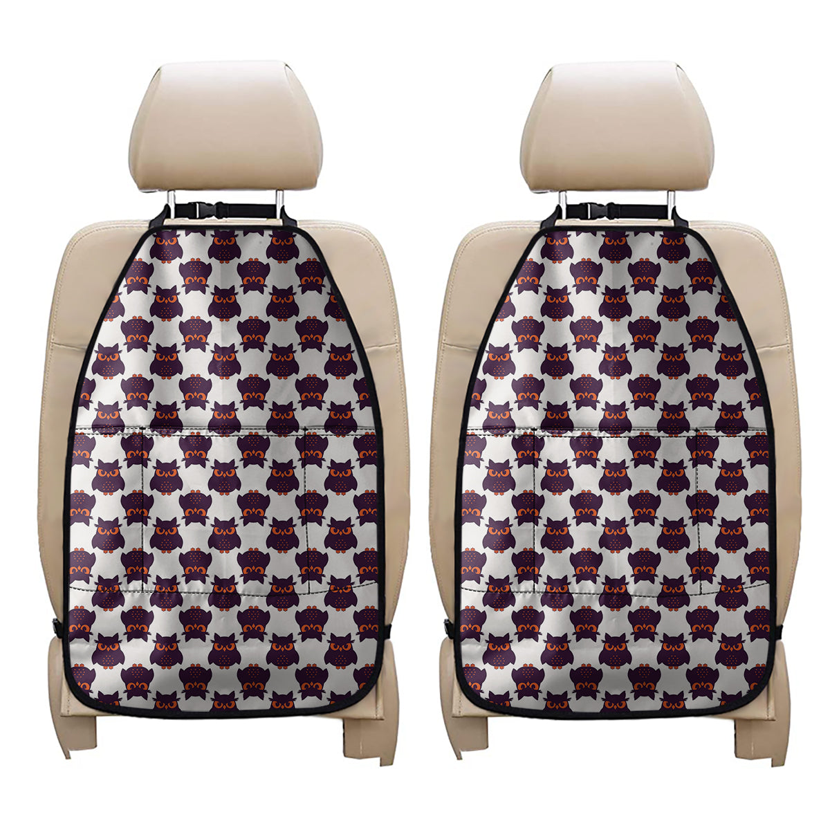 Halloween Owl Pattern Print Car Seat Organizers