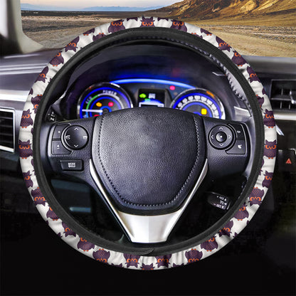 Halloween Owl Pattern Print Car Steering Wheel Cover