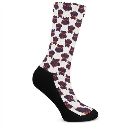 Halloween Owl Pattern Print Crew Socks