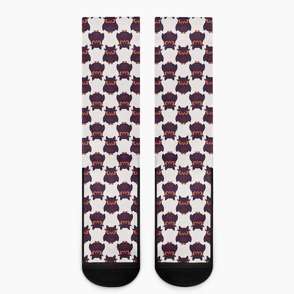 Halloween Owl Pattern Print Crew Socks