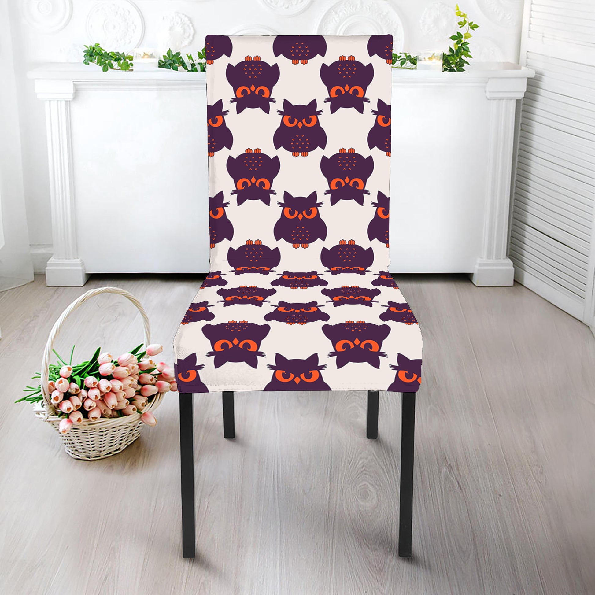 Halloween Owl Pattern Print Dining Chair Slipcover