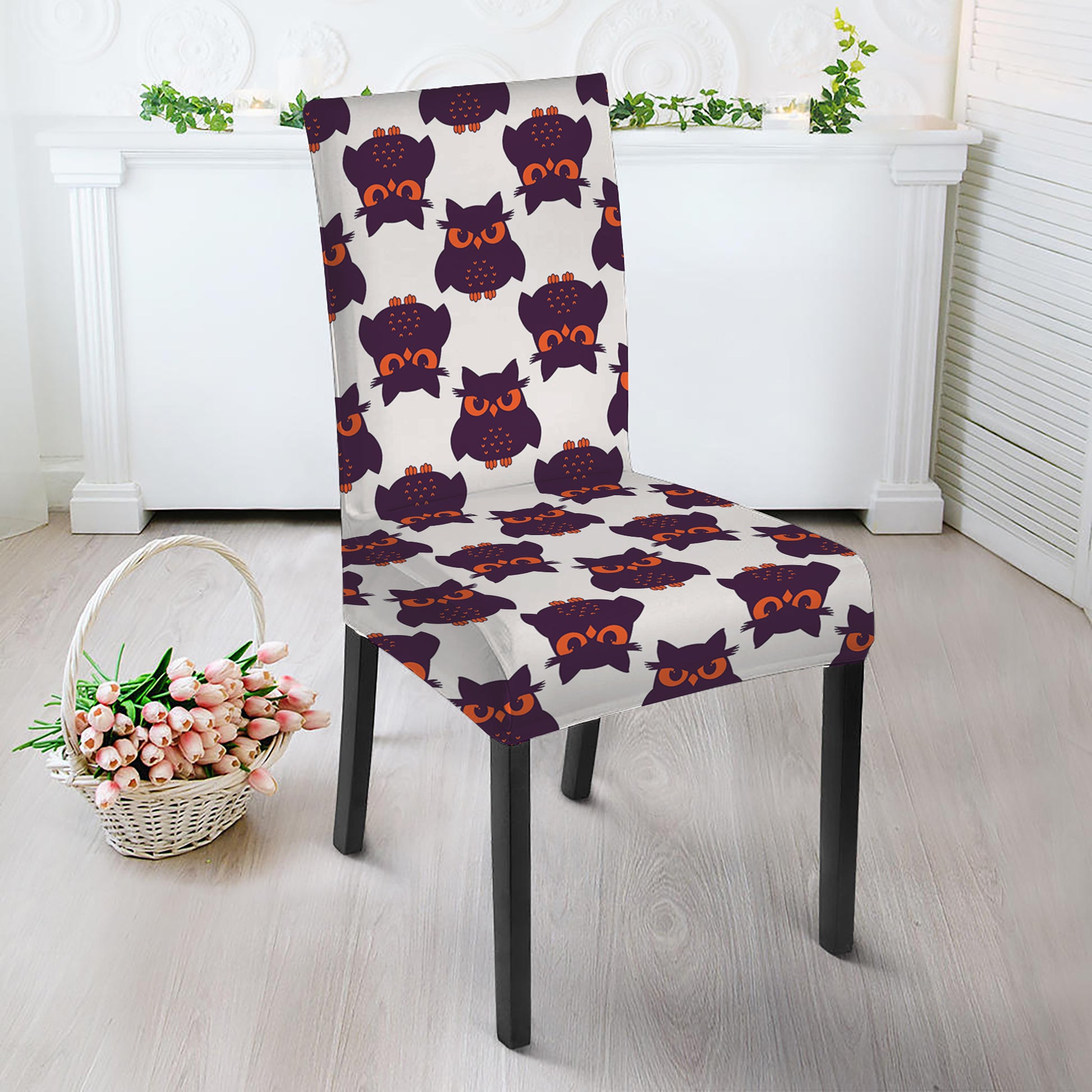 Halloween Owl Pattern Print Dining Chair Slipcover