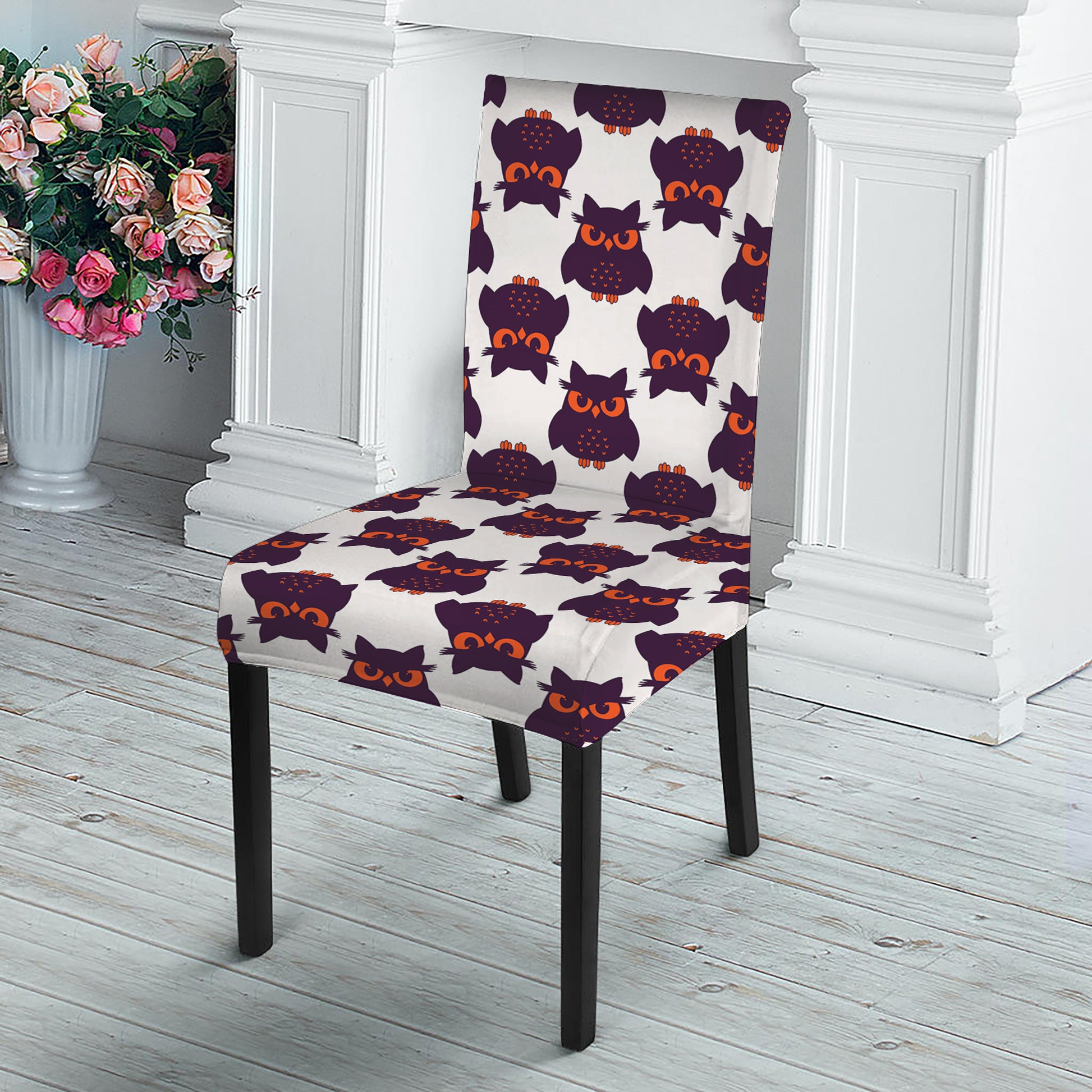 Halloween Owl Pattern Print Dining Chair Slipcover