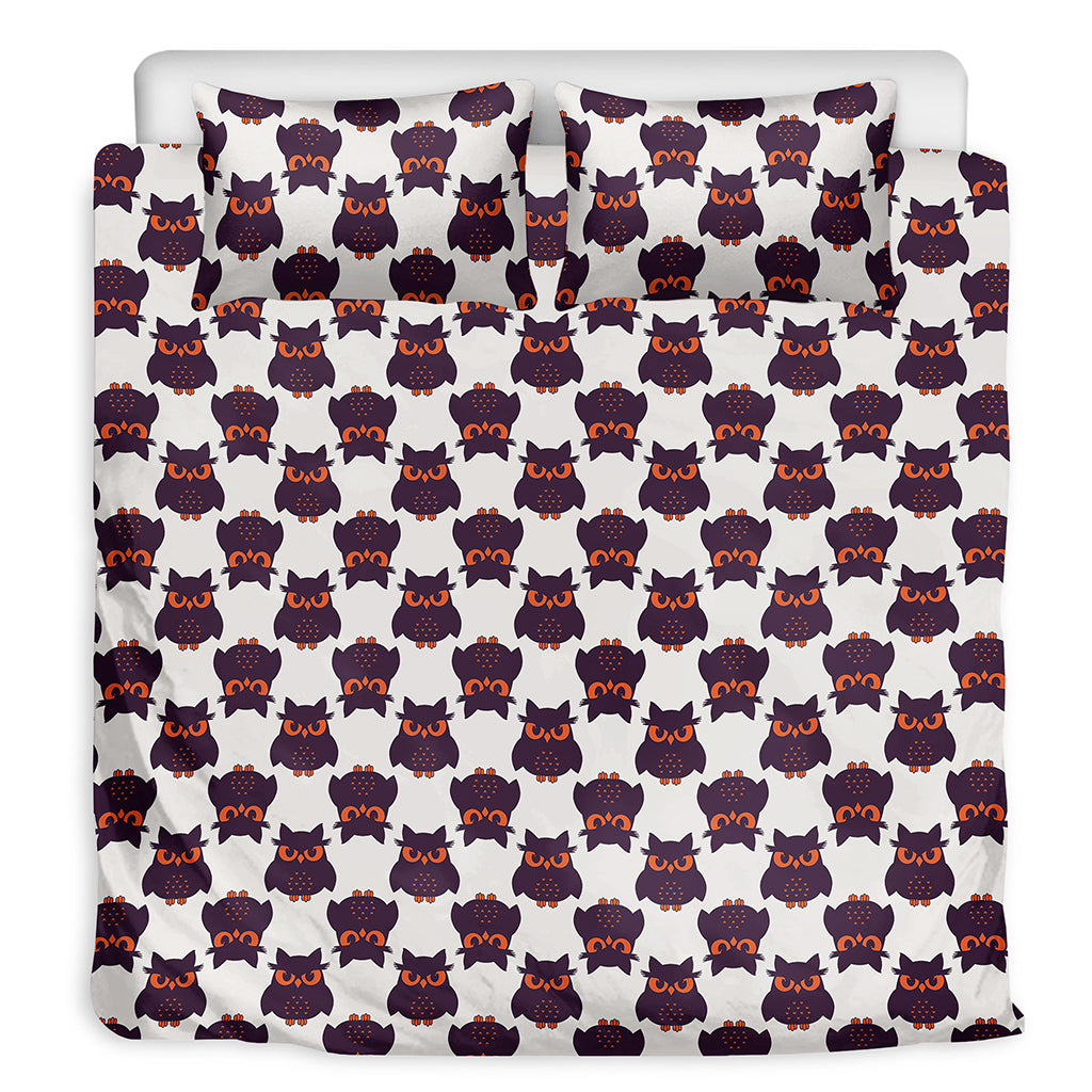 Halloween Owl Pattern Print Duvet Cover Bedding Set