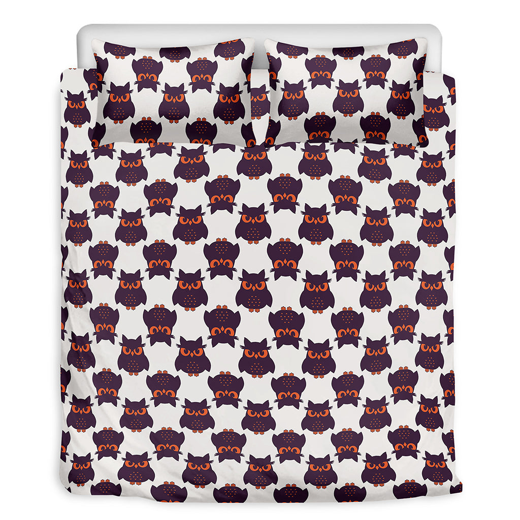 Halloween Owl Pattern Print Duvet Cover Bedding Set
