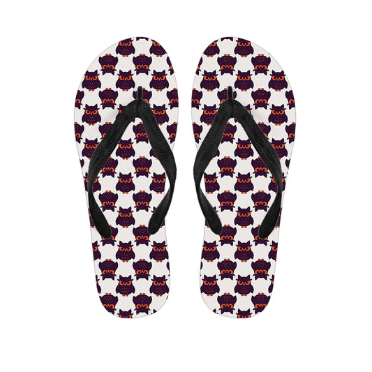 Halloween Owl Pattern Print Flip Flops