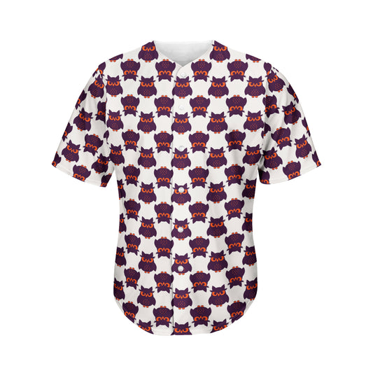 Halloween Owl Pattern Print Men's Baseball Jersey